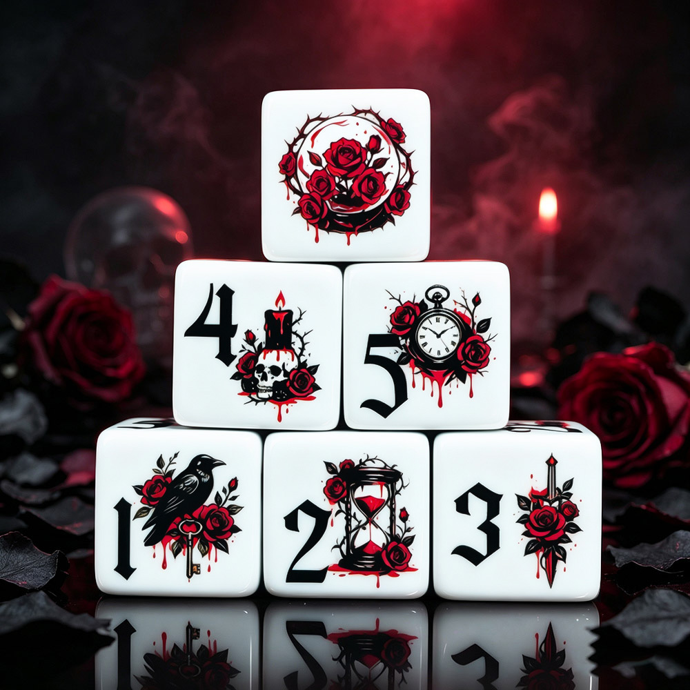 Board Game Live - 12 stuks Gothic Rose 16MM bedrukte