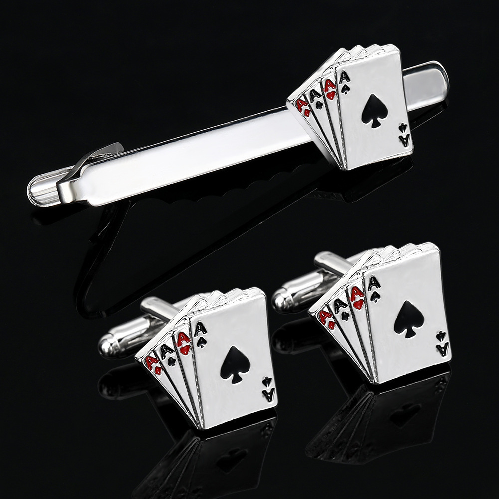 Board Game Card - Creatieve pokerkaart dasspeld en manchetknopen voor
