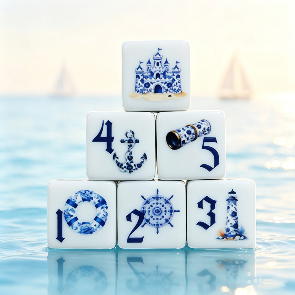 Board Game Live - 12 stuks blauwe nautische 16MM bedrukte
